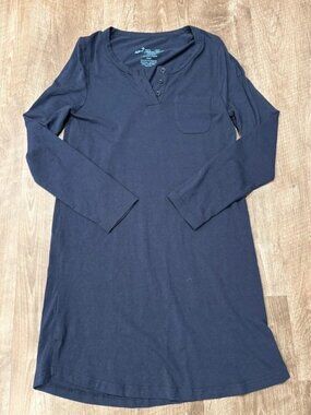 Fishers Finery Bamboo Organic Cotton Sleep Dress Loungewear Navy Blue Small
